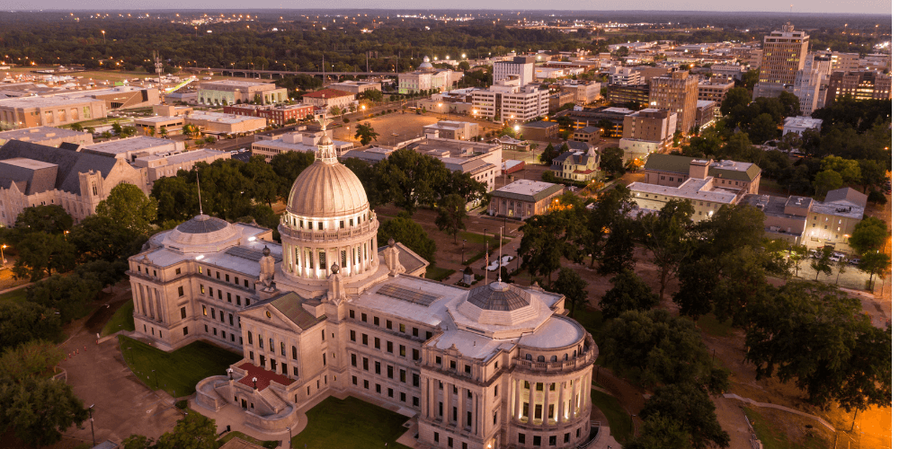 Downtown Jackson Mississippi, home to Catholic Charities Jackson MS